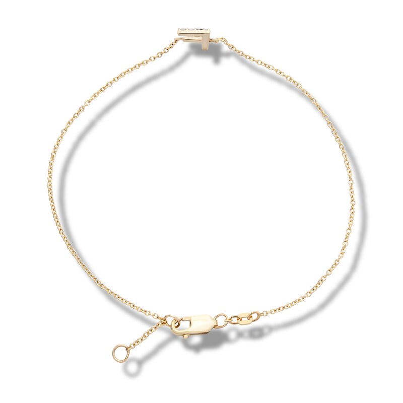 Main Image 2 of 1/10 CT. T.W. Diamond "F" Initial Bracelet in 10K Gold - 7.5"
