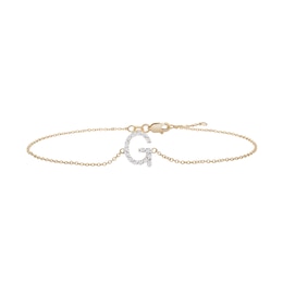 1/10 CT. T.W. Diamond "G" Initial Bracelet in 10K Gold - 7.5"