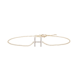 1/10 CT. T.W. Diamond "H" Initial Bracelet in 10K Gold - 7.5"