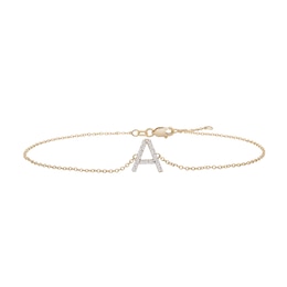 1/10 CT. T.W. Diamond "A" Initial Bracelet in 10K Gold - 7.5"