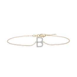 1/10 CT. T.W. Diamond "B" Initial Bracelet in 10K Gold - 7.5"
