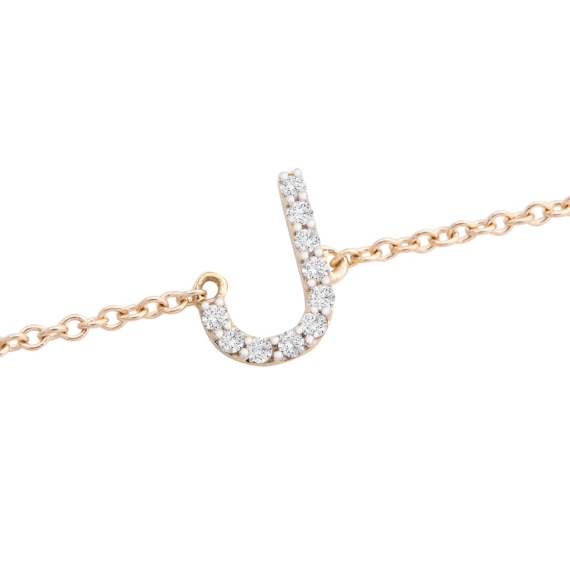 Main Image 2 of 1/10 CT. T.W. Diamond "J" Initial Bracelet in 10K Gold - 7.5"