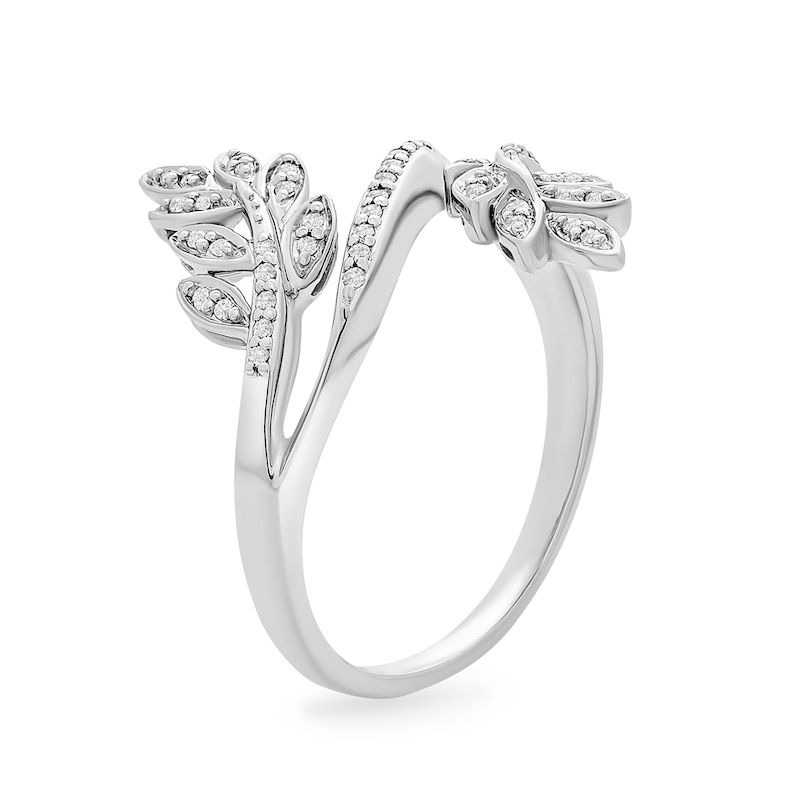 1/6 CT. T.W. Diamond Leaf Bypass Ring in Sterling Silver