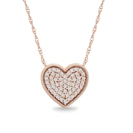 1/5 CT. T.W. Composite Diamond Heart Necklace in 10K Rose Gold