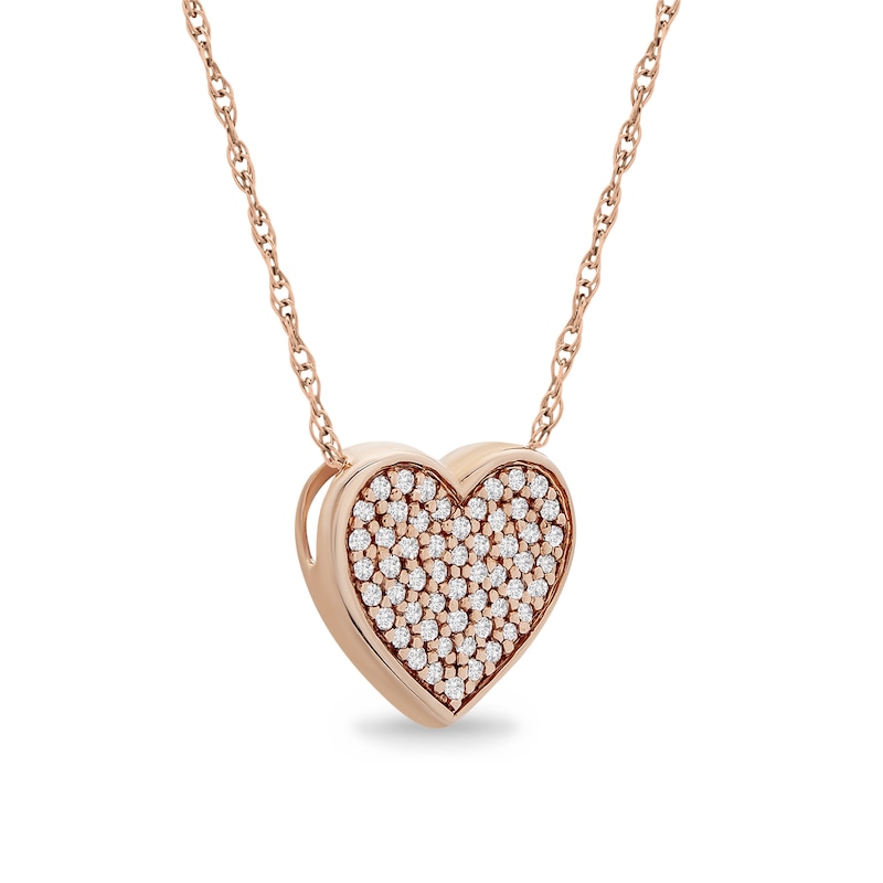 1/5 CT. T.W. Composite Diamond Heart Necklace in 10K Rose Gold | Zales ...