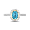 Thumbnail Image 3 of Enchanted Disney Jasmine Oval Swiss Blue Topaz and 1/4 CT. T.W. Diamond Frame Engagement Ring in 14K Two-Tone Gold