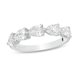 Vera Wang Love Collection 1-1/2 CT. T.W. Certified Pear-Shaped Diamond Band in 14K White Gold (I/SI2)