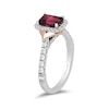 Thumbnail Image 2 of Enchanted Disney Mulan Emerald-Cut Rhodolite Garnet and 1/2 CT. T.W. Diamond Frame Engagement Ring in 14K Two-Tone Gold