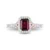 Thumbnail Image 3 of Enchanted Disney Mulan Emerald-Cut Rhodolite Garnet and 1/2 CT. T.W. Diamond Frame Engagement Ring in 14K Two-Tone Gold