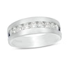 Thumbnail Image 1 of Vera Wang Men's 1 CT. T.W. Diamond and Blue Sapphire Eleven Stone Wedding Band in 14K White Gold
