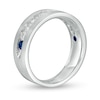 Thumbnail Image 3 of Vera Wang Men's 1 CT. T.W. Diamond and Blue Sapphire Eleven Stone Wedding Band in 14K White Gold