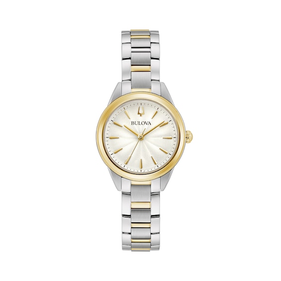 Ladies' Bulova Sutton Two-Tone Watch with White Dial (Model: 98L277)