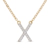 Thumbnail Image 1 of 1/10 CT. T.W. Diamond "X" Initial Necklace in 10K Gold - 17"