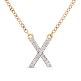 1/10 CT. T.W. Diamond "X" Initial Necklace in 10K Gold - 17"