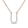 Thumbnail Image 1 of 1/10 CT. T.W. Diamond "U" Initial Necklace in 10K Gold - 17"