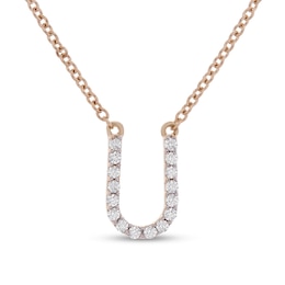 1/10 CT. T.W. Diamond "U" Initial Necklace in 10K Gold - 17"