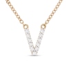 Thumbnail Image 1 of 1/10 CT. T.W. Diamond "V" Initial Necklace in 10K Gold - 17"