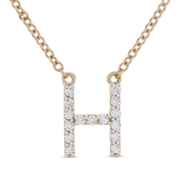 1/10 CT. T.W. Diamond "H" Initial Necklace in 10K Gold - 17"