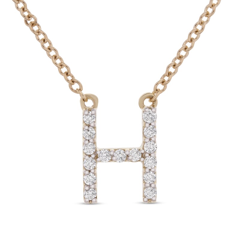 Main Image 1 of 1/10 CT. T.W. Diamond "H" Initial Necklace in 10K Gold - 17"