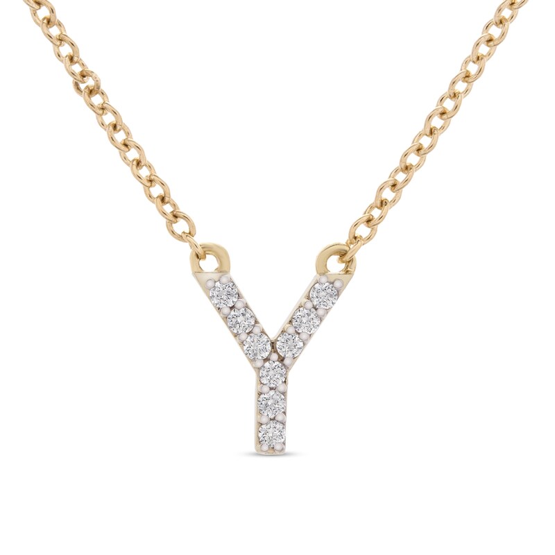 Main Image 1 of 1/10 CT. T.W. Diamond "Y" Initial Necklace in 10K Gold - 17"