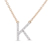 Thumbnail Image 1 of 1/10 CT. T.W. Diamond "K" Initial Necklace in 10K Gold - 17"
