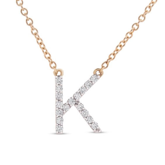 1/10 CT. T.W. Diamond "K" Initial Necklace in 10K Gold 17" Zales Outlet