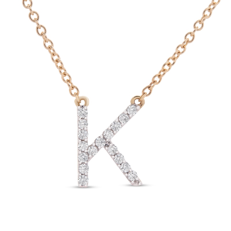 Diamond Letter V Necklace 1/10 ct tw Round-cut Sterling Silver 18