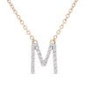 Thumbnail Image 0 of 1/10 CT. T.W. Diamond "M" Initial Necklace in 10K Gold - 17"