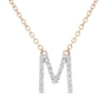 Thumbnail Image 1 of 1/10 CT. T.W. Diamond "M" Initial Necklace in 10K Gold - 17"