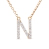 Thumbnail Image 1 of 1/10 CT. T.W. Diamond "N" Initial Necklace in 10K Gold - 17"