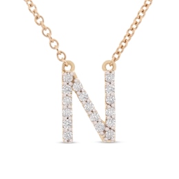 1/10 CT. T.W. Diamond "N" Initial Necklace in 10K Gold - 17"