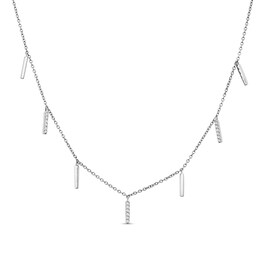1/10 CT. T.W. Diamond Vertical Bars Station Necklace in 10K White Gold - 17&quot;