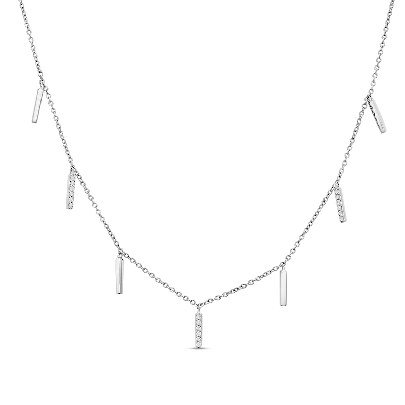 1/10 CT. T.W. Diamond Vertical Bars Station Necklace in 10K White Gold - 17"