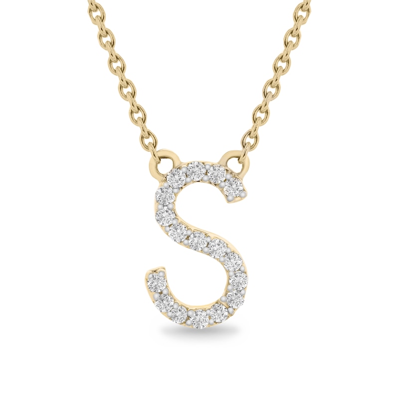 Main Image 1 of 1/10 CT. T.W. Diamond "S" Initial Necklace in 10K Gold - 17"