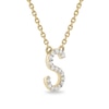 Thumbnail Image 2 of 1/10 CT. T.W. Diamond "S" Initial Necklace in 10K Gold - 17"