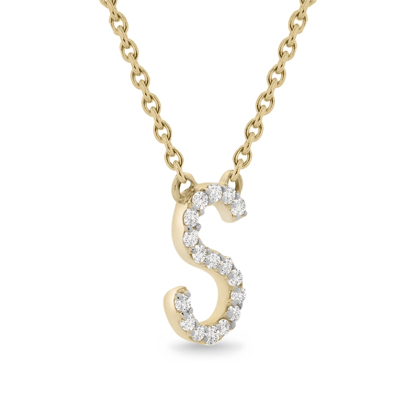 Main Image 2 of 1/10 CT. T.W. Diamond "S" Initial Necklace in 10K Gold - 17"
