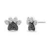 Thumbnail Image 1 of 1/6 CT. T.W. Enhanced Black and White Diamond Paw Print Stud Earrings in Sterling Silver
