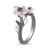 Thumbnail Image 1 of Enchanted Disney Mulan Live Action Rhodolite Garnet and 1/10 CT. T.W. Diamond Flower Ring in Sterling Silver