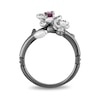 Thumbnail Image 2 of Enchanted Disney Mulan Live Action Rhodolite Garnet and 1/10 CT. T.W. Diamond Flower Ring in Sterling Silver