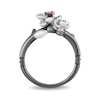Thumbnail Image 3 of Enchanted Disney Mulan Live Action Rhodolite Garnet and 1/10 CT. T.W. Diamond Flower Ring in Sterling Silver