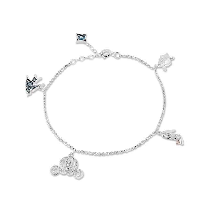 Collector's Edition Enchanted Disney Cinderella Blue Topaz and Diamond Bracelet in Sterling Silver and 10K Rose Gold