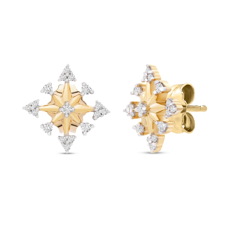 1/10 CT. T.W. Diamond Snowflake Stud Earrings in 10K Gold