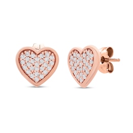 1/5 CT. T.W. Composite Diamond Heart Stud Earrings in 10K Rose Gold