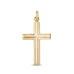 Made in Italy Ribbed Cross Necklace Charm in 14K Gold