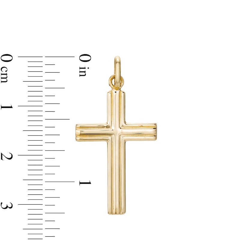 Main Image 2 of Made in Italy Ribbed Cross Necklace Charm in 14K Gold