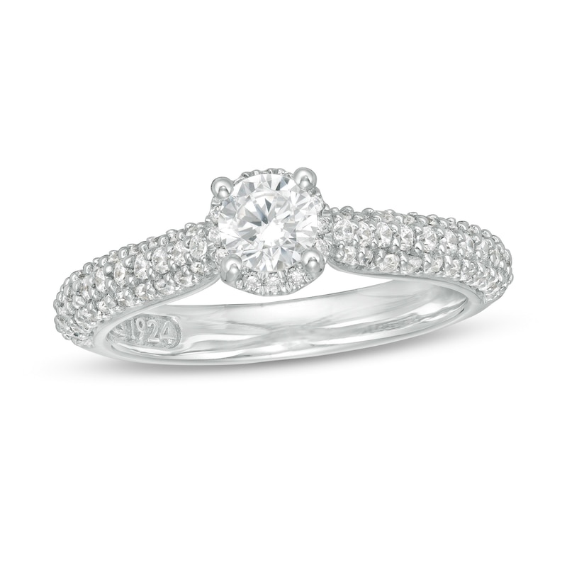 Main Image 1 of Zales Private Collection 7/8 CT. T.W. Certified Diamond Frame Engagement Ring in 14K White Gold (F/I1)