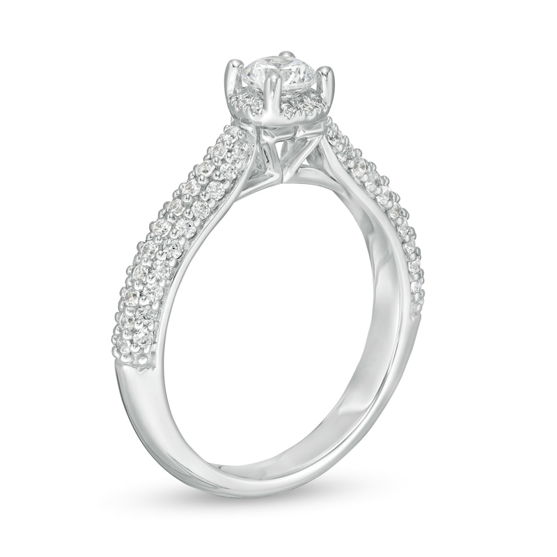 Main Image 3 of Zales Private Collection 7/8 CT. T.W. Certified Diamond Frame Engagement Ring in 14K White Gold (F/I1)