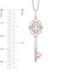 Thumbnail Image 2 of Enchanted Disney Aurora Oval Morganite and 1/10 CT. T.W. Diamond Key Pendant in Sterling Silver and 10K Rose Gold - 19"