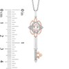 Thumbnail Image 2 of Enchanted Disney Aurora Oval Morganite and 1/10 CT. T.W. Diamond Key Pendant in Sterling Silver and 10K Rose Gold - 19"