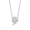 Thumbnail Image 0 of Enchanted Disney Belle 1/6 CT. T.W. Diamond Rose Necklace in Sterling Silver and 10K Rose Gold